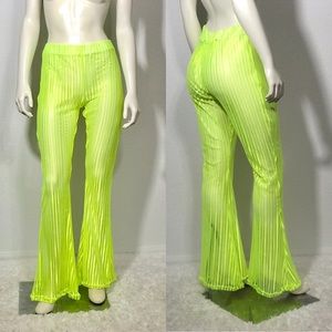 Neon green pant summer flare bottom